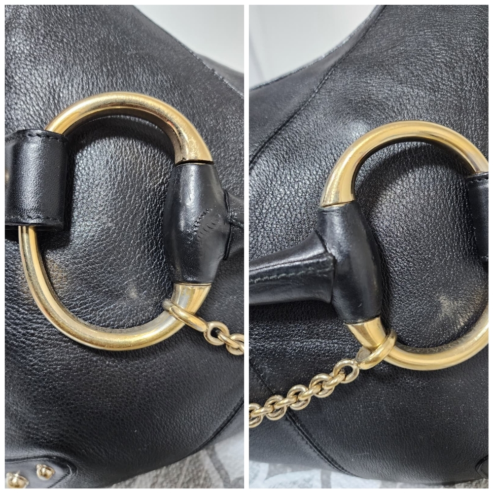 Gucci Leather Heritage Horsebit Hobo Bag Black - Picture 9 of 12